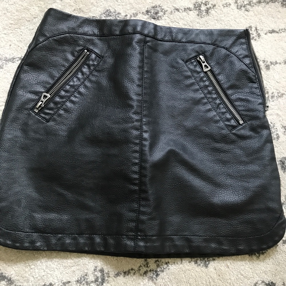 Silence + Noise black leather skirt